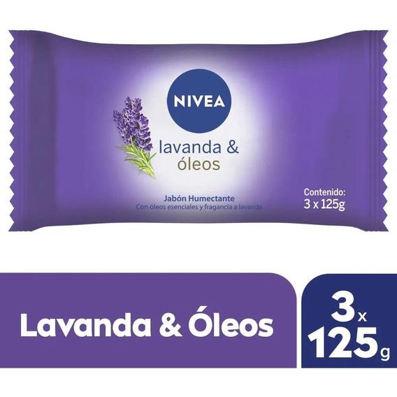JABON TOCADOR NIVEA LAVANDA Y OLEOS X3 125G