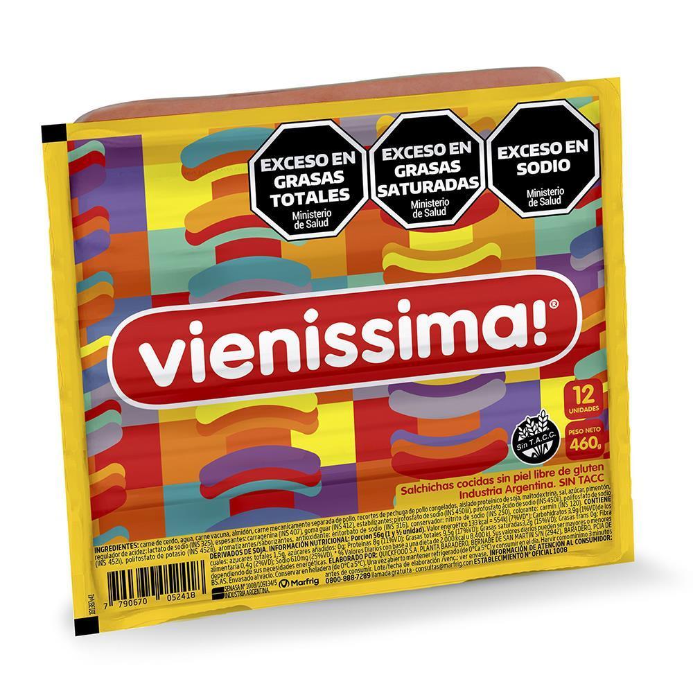 SALCHICHA VIENISSIMA S/PIEL 12 UNI 460G,