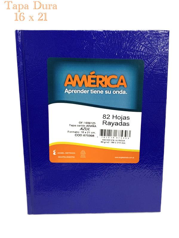 CUADERNO AMERICA TAPA DURA X 82 HOJAS