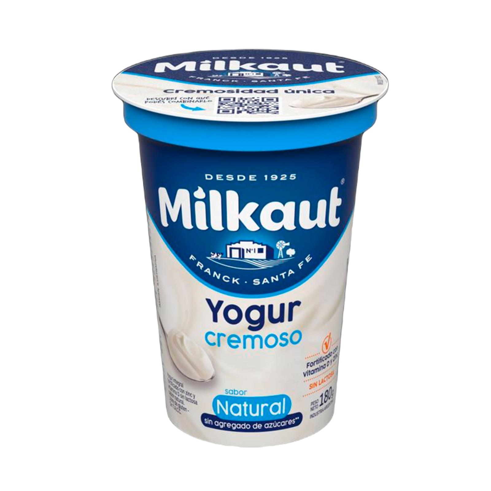 MILKAUT YOGUR CREMOSO NATURAL 180G