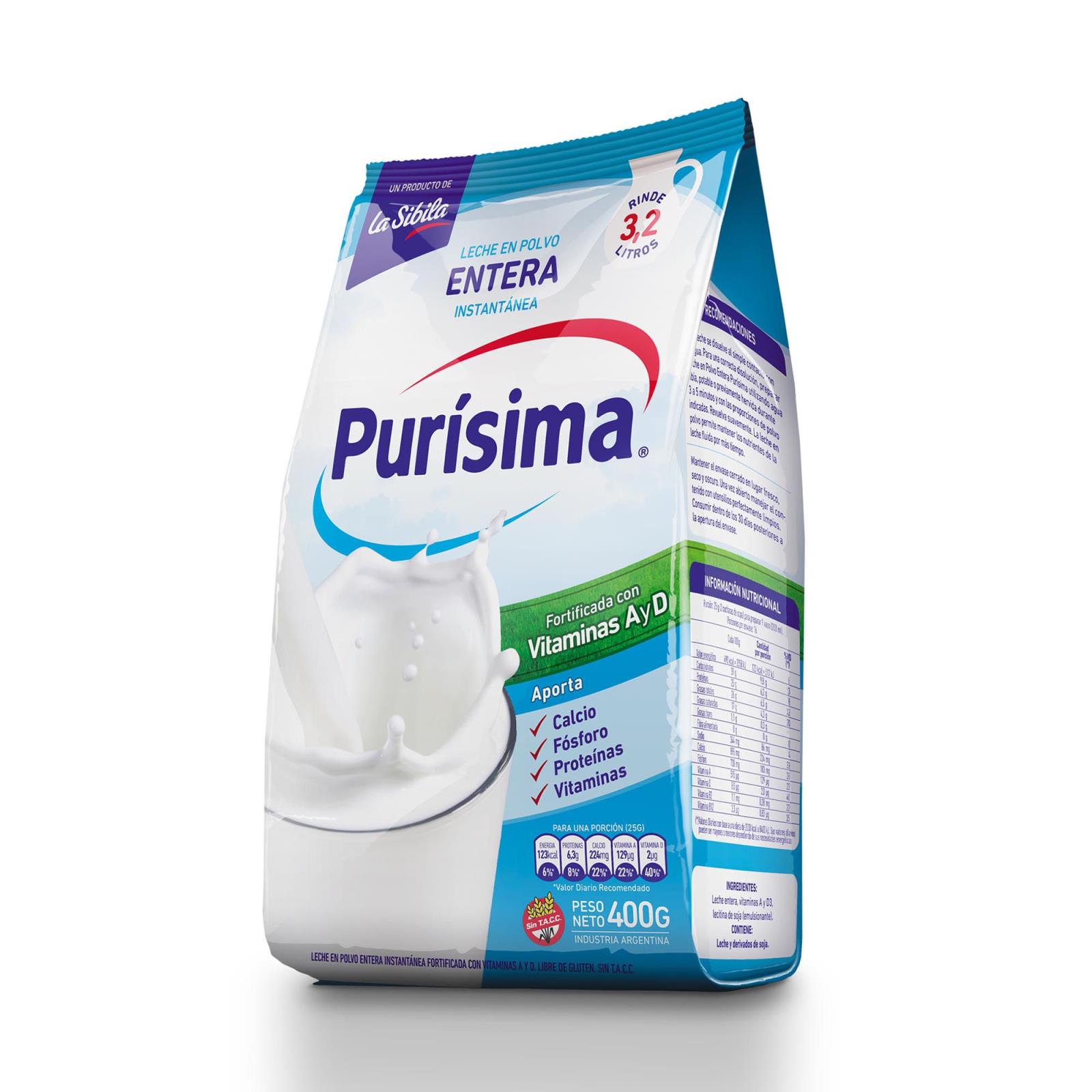 PURISIMA LECHE EN POLVO DESCREMADA 800G