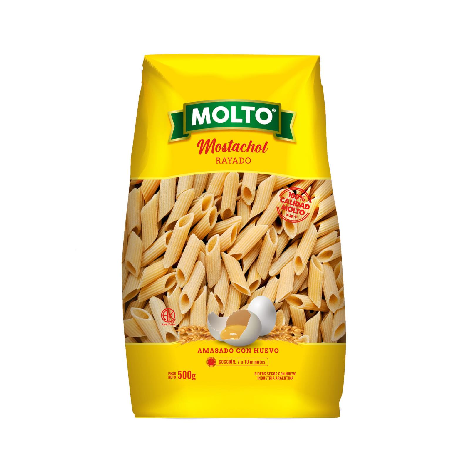FIDEOS MOLTO MOSTACHOL RAYADO 500G