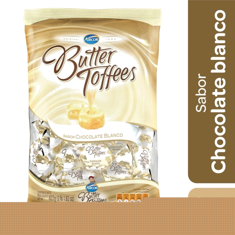 ARCOR BUTTER TOFFEES CARAMELO CHOCOLATE BLANCO X 822G