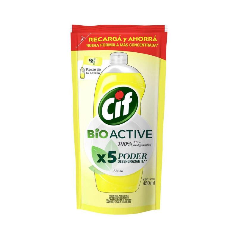 CIF DETERGENTE DESENG BIO ACTIVE LIMON D/P X450ML