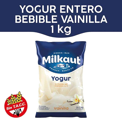 YOGURT ENTERO MILKAUT VAINILLA X 1L