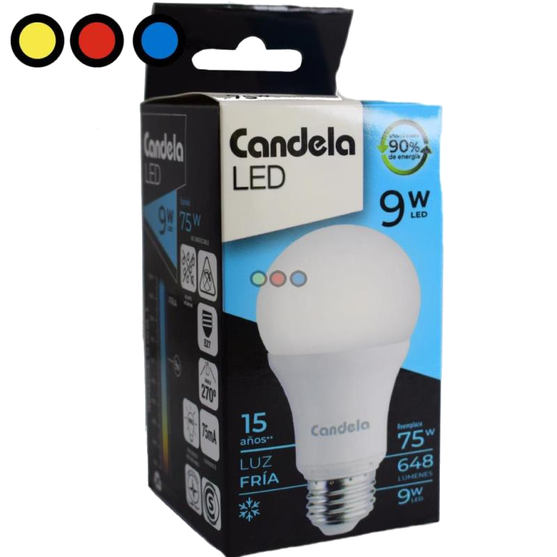 LAMPARA CANDELA LUZ FRIA LED 9 W