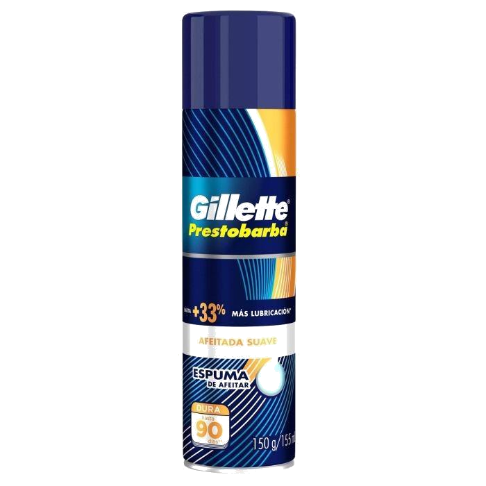 GILLETTE PRESTOBARBA AFEITADA SUAVE ESPUMA DE AFEITAR X 155 ML