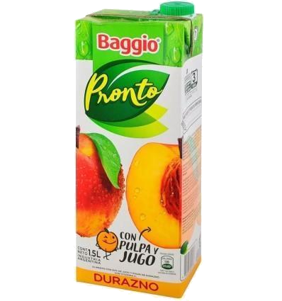 BAGGIO PRONTO SIN AZÚCAR AGREG. DURAZNO X 1LTR