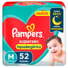 PAÑAL PAMPERS SUPERSEC HIPOALERG. M.52U.