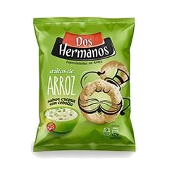 ARITOS DE ARROZ DOS HERMANOS CREMA CON CEBOLLA X 80GR