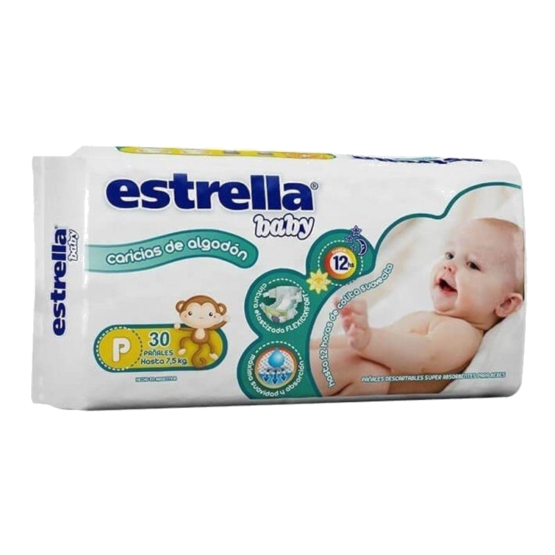 PAÑAL C/ALGODON ESTRELLA PEQ. X 30UN. 