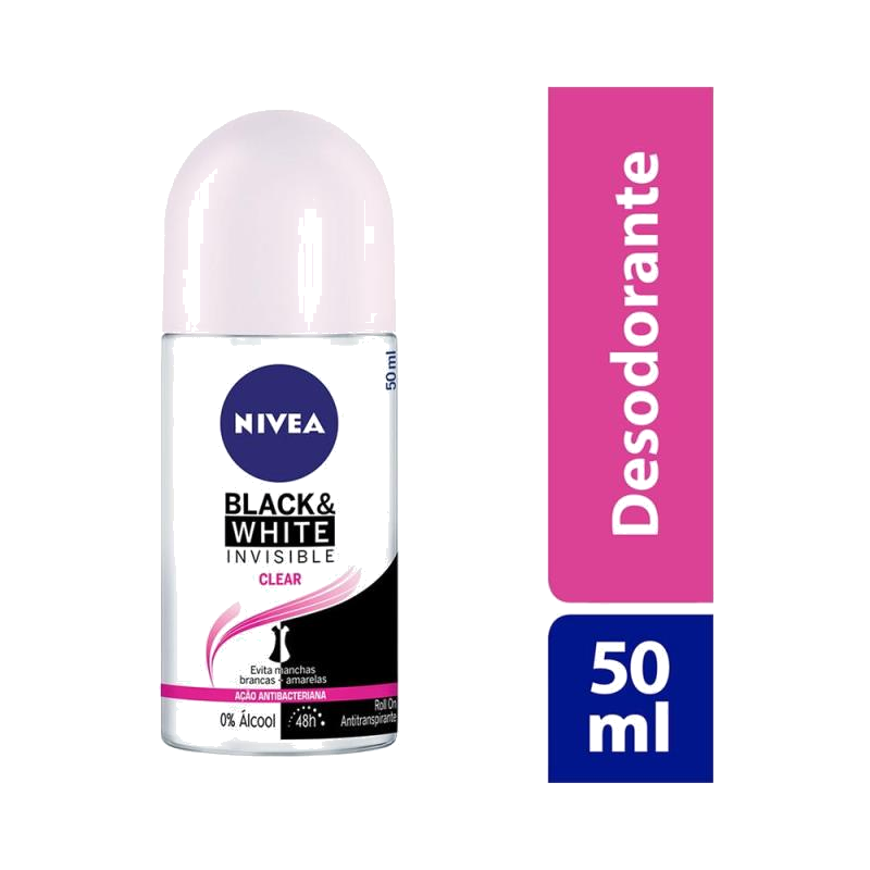 NIVEA DESODORANTE ROLL - ON INVISIBLE FOR BLACK WHITE ANTIBACTERIAL X 50 ML.