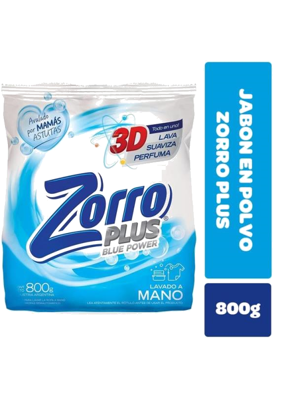 JABON PVO. ZORRO REG. PLUS BLUE POWER 800 GR