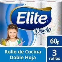 ELITE ROLLOS DE COSINA DOBLE HOJA X 3 UNIDADES