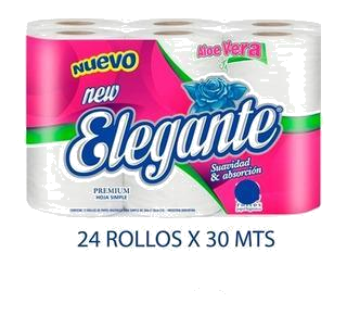 PAPEL HIGIENICO NEW ELEGANTE24X30 S/H ALOE VERA