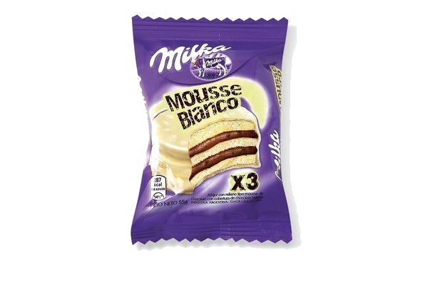 MILKA ALFAJOR MOUSSE TRIPLE BLANCO X55GRS