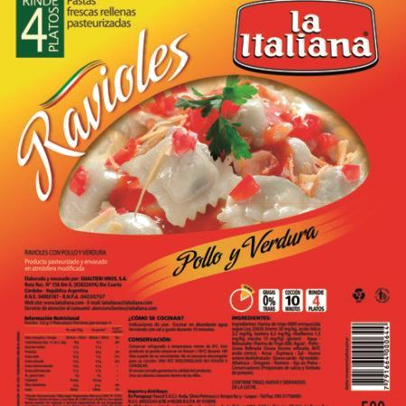 LA ITALIANA RAVIOLES SALAME Y MUZZARELLA X 500G