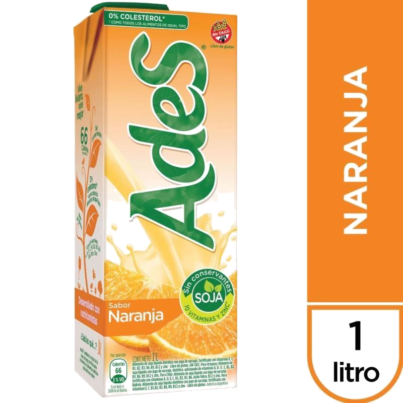 ADES SOJA CON JUGO DE NARANJA X 1L